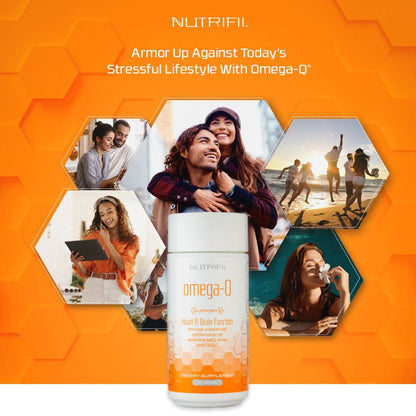 Experience optimal heart and brain health with Nutrifii Omega-Q, the premium blend of essential omega fatty acids and CoQ10 that boosts energy and balances cholesterol naturally - shop at Biosense=Ariix - BiosenseClinic - Nutrifii™ Omega-Q®