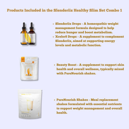 Slenderiiz Healthy Slim Set Combo 1 - Biosense-Ariix - Slenderiiz® Slenderiix™ & Xceler8™ - Slenderiiz® Pure Nourish™ - Slenderiiz® Beauty Boost™ - BiosenseClinic