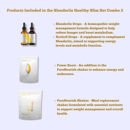 Slenderiiz Healthy Slim Set Combo 2 - Slenderiiz® Slenderiix™ & Xceler8™ - Slenderiiz® Pure Nourish™ - Slenderiiz® Power Boost™ - Shop at Biosense-Ariix.com - BiosenseClinic